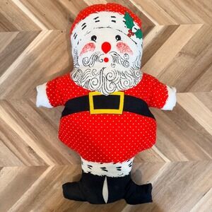 Vintage Handmade Santa Claus Cut and Sew Plush Pillow Christmas Holiday Decor